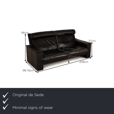 3-Seater Sofa in Black Leather from de Sede-RQW-1748213