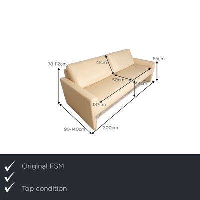 3-Seater Sofa in Cream Leather from FSM-RQW-1748468