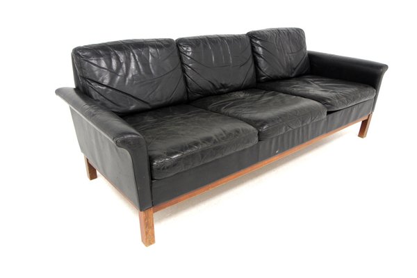 3-Seater Sofa in Leather, Sweden, 1960s-GEK-1794938