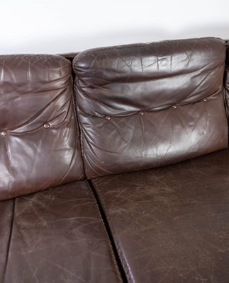 3-Seater Sofa in Patinated Brown Leather by Arne Norell, 1970s-UY-952722