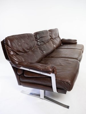 3-Seater Sofa in Patinated Brown Leather by Arne Norell, 1970s-UY-952722