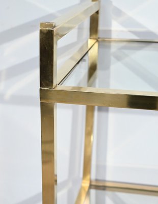 3-Tier Shelf in Brass and Glass in the style of Vandel, 1970s-RVK-1751815