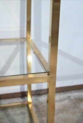 3-Tier Shelf in Brass and Glass in the style of Vandel, 1970s-RVK-1751815