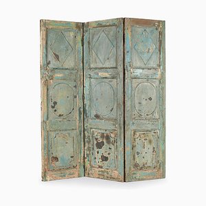 3-Wing Wooden Screen with Patina-Finish, 1940s-NQ-654891