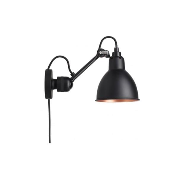 N304 Wall Lamp by Lampe Gras #Mat Black & Mat Black/copper w. Cord