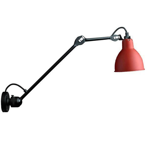 N304 L40 Wall Lamp by Lampe Gras #Mat Black & Red Hardwired