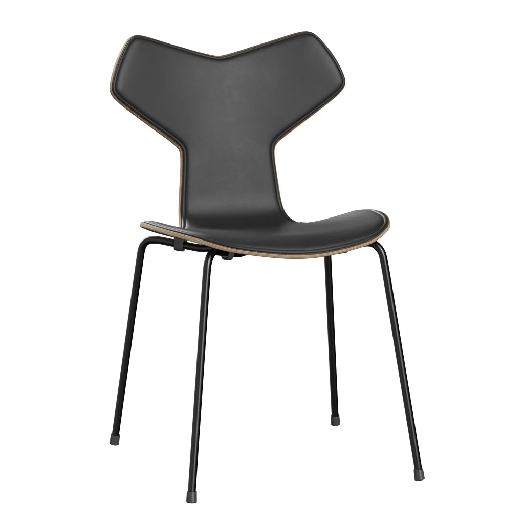 Grand Prix™ - 3130, Front Upholstered (Shell - Clear Lacquered Veneer / Walnut / Upholstery - Essential / Base - Powder Coated Steel / Black / Seat height - 46 cm / Feet with felt - Yes / Linking device - No)