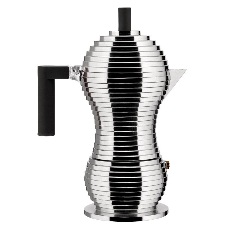 Pulcina espresso coffee maker by Alessi #6 cups, aluminium - black #