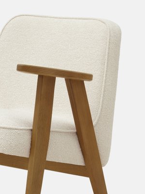 366 Armchair in Boucle Creme and Dark Wood by Jozef Marian Chierowski, 2023-JOG-1761650