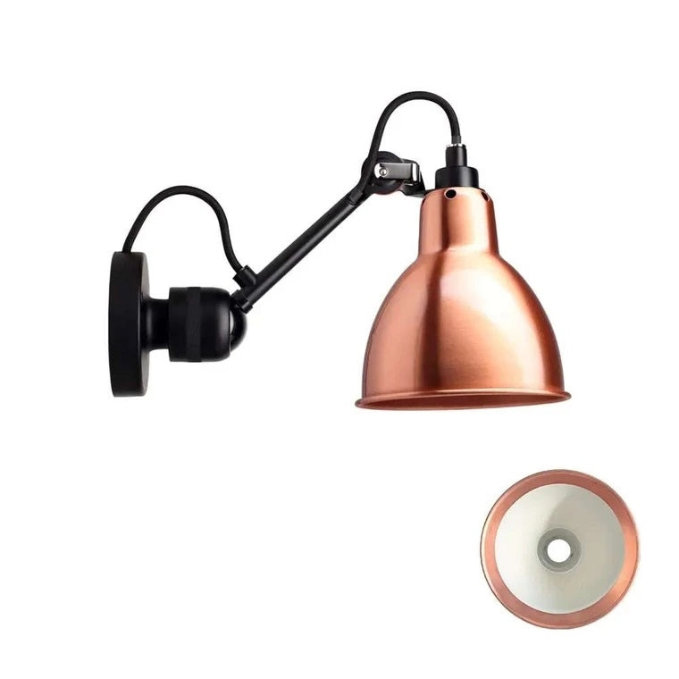 Lampe Gras N304 Wall Lamp With Cord by DCW éditions #Matt Black and White/ Copper