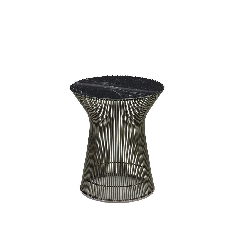 Platner Round Side Table Ø40xH46 by Knoll #Metallic Bronze/Nero Marquina Mable, Shiny finish