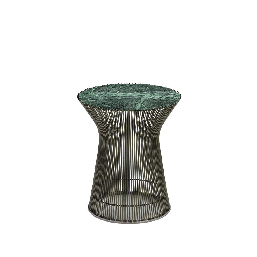 Platner Round Side Table Ø40xH46 by Knoll #Metallic Bronze/Verde Alpi Marble, Satin finish