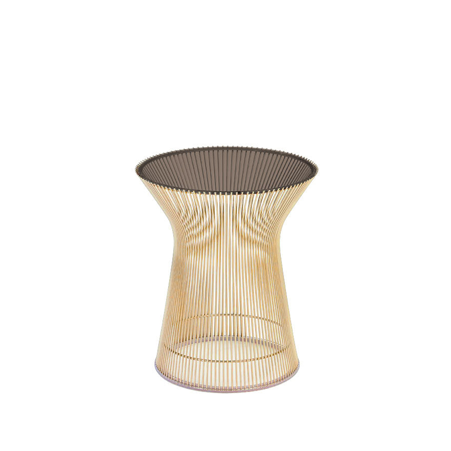 Platner Round Side Table Ø40xH46 by Knoll #Gold/Bronze Glass