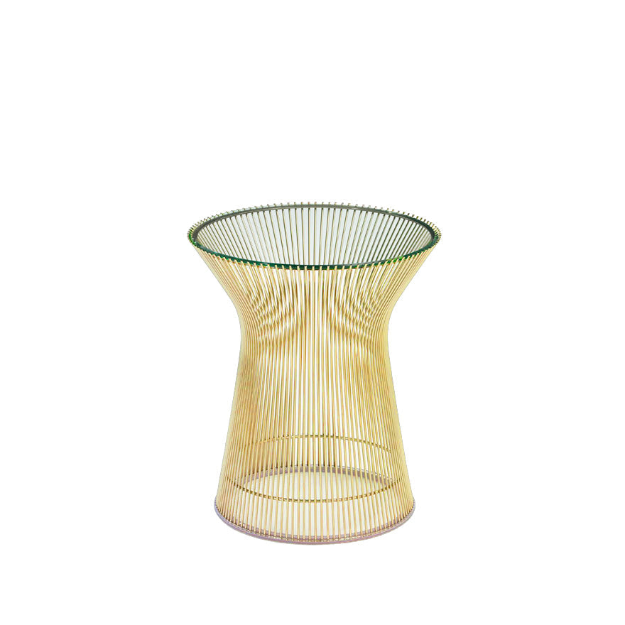 Platner Round Side Table Ø40xH46 by Knoll #Gold/Clear Glass