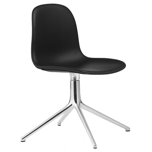 Form Swivel 4L chair by Normann Copenhagen #aluminium - black leather Ultra #