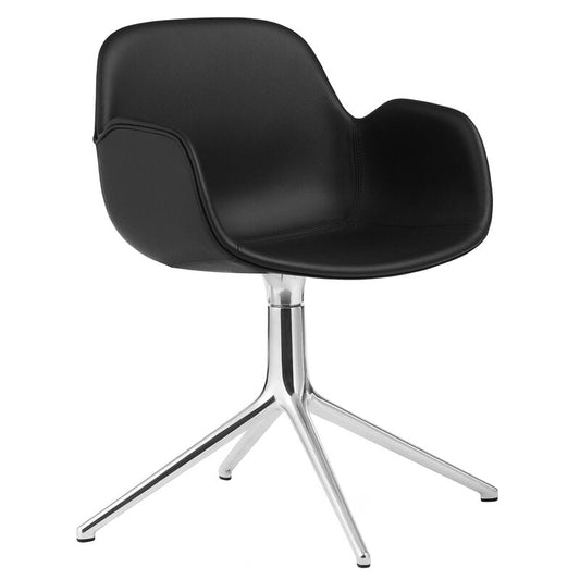 Form Swivel 4L armchair by Normann Copenhagen #aluminium - black leather Ultra #