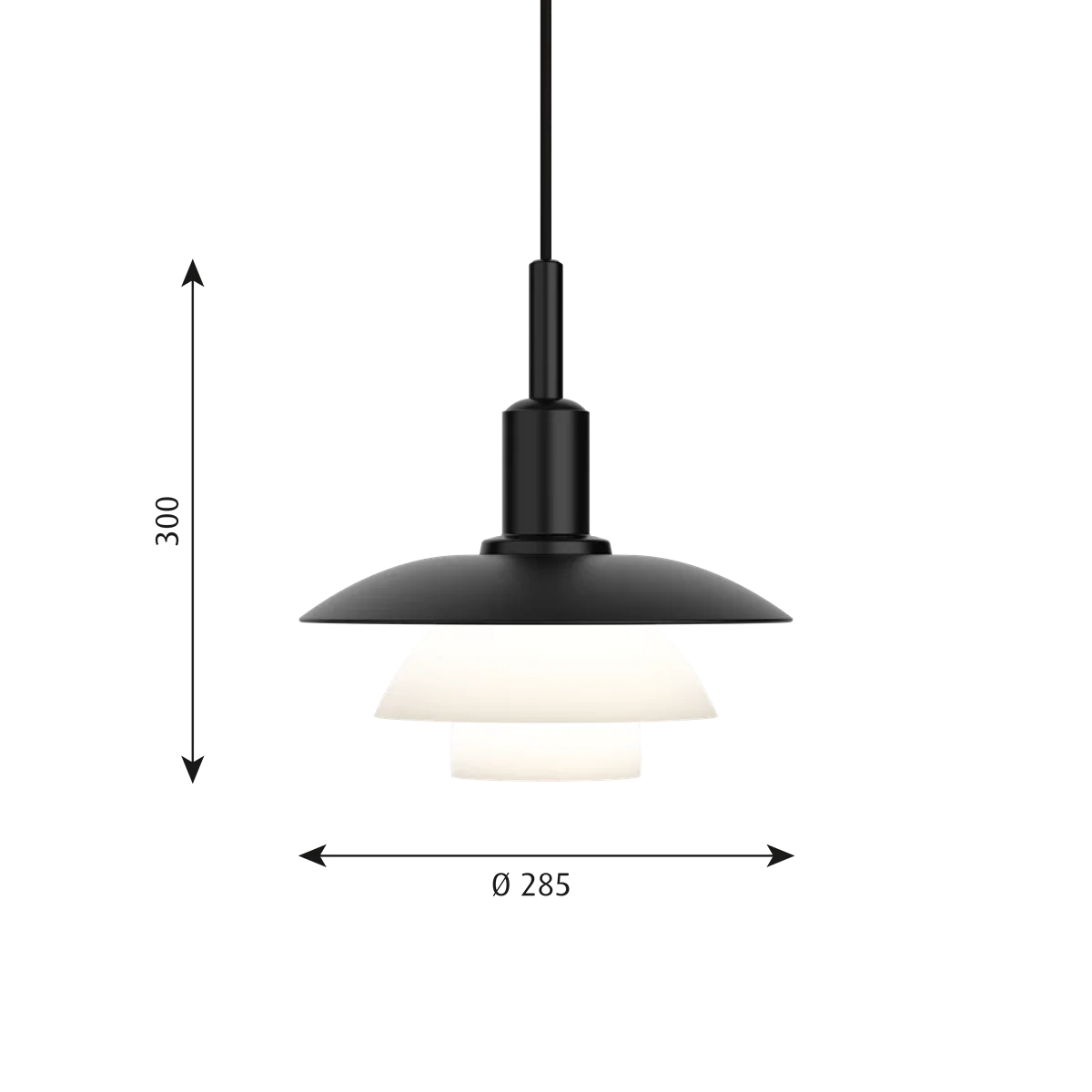 Ph 3/3 Pendant Lamp by Louis Poulsen #Metal black / opal glass