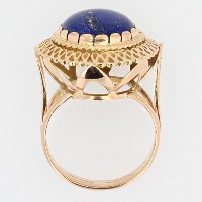 4,25 Carat Lapis Lazuli 18 Karat Yellow Gold Ring, 1960s-OLU-953172