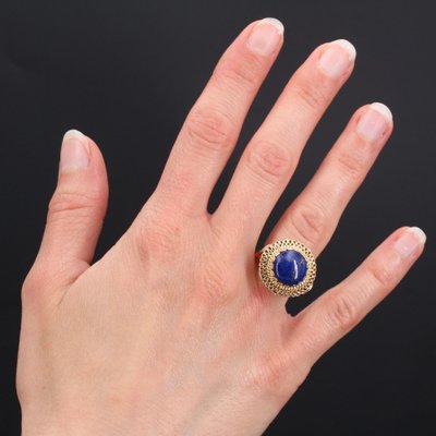 4,25 Carat Lapis Lazuli 18 Karat Yellow Gold Ring, 1960s-OLU-953172