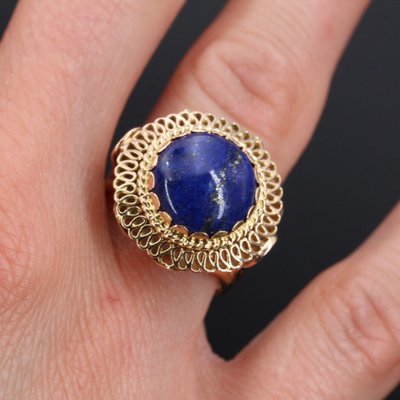 4,25 Carat Lapis Lazuli 18 Karat Yellow Gold Ring, 1960s-OLU-953172