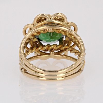 4.34 Carats Green Tourmaline 18 Karat Yellow Gold Ring, 1960s-OLU-1743320