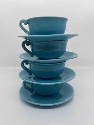 4 Cups & Saucers by Jean Pobaly, Set of 8-AVC-1298703