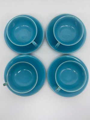 4 Cups & Saucers by Jean Pobaly, Set of 8-AVC-1298703