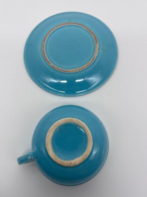 4 Cups & Saucers by Jean Pobaly, Set of 8-AVC-1298703