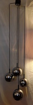 4 Flamed Cascade Lamp of Chromed Metal Balls on Black Plastic Mounting, 1970s-HOI-1180253