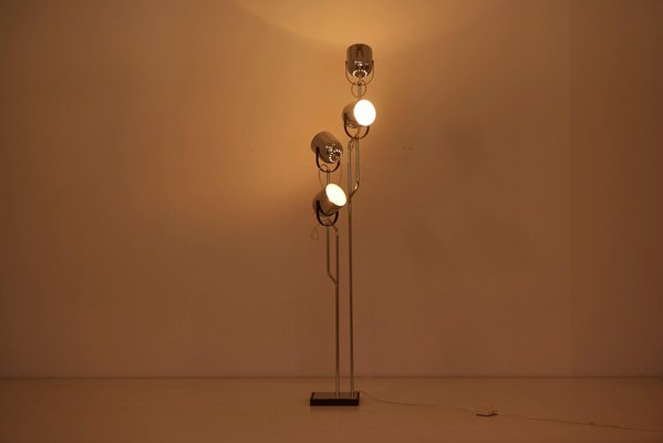 4-Head Chrome and Black Floor Lamp from Reggiani, Italy, 1970s-SFD-686695