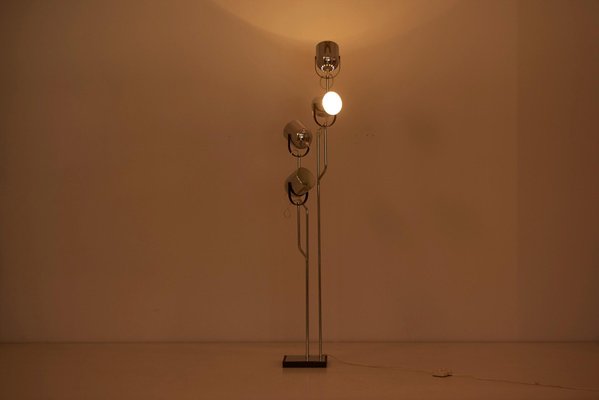 4-Head Chrome and Black Floor Lamp from Reggiani, Italy, 1970s-SFD-686695