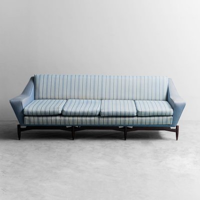 4 -Seater Sofa in Fabric and Wood, 60s, 1960s-ZLY-1766040