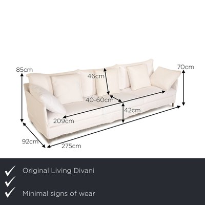 4-Seater Sofa in White Fabric from Living Divani-RQW-1748194