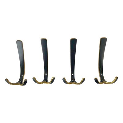 4 Wall-Mounted Brass Hooks by Hertha Baller, Austria, 1950s, Set of 4-BAF-763509