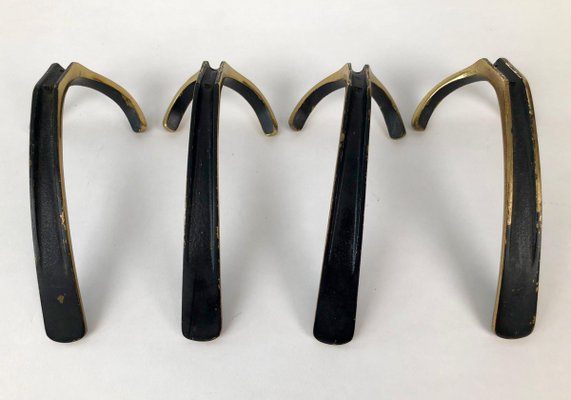 4 Wall-Mounted Brass Hooks by Hertha Baller, Austria, 1950s, Set of 4-BAF-763509