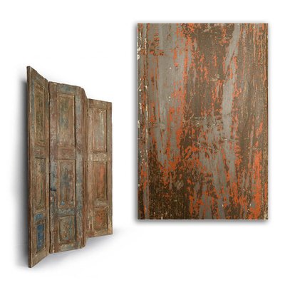 4-Wing Wooden Screen with Patina, 1940s-NQ-656395