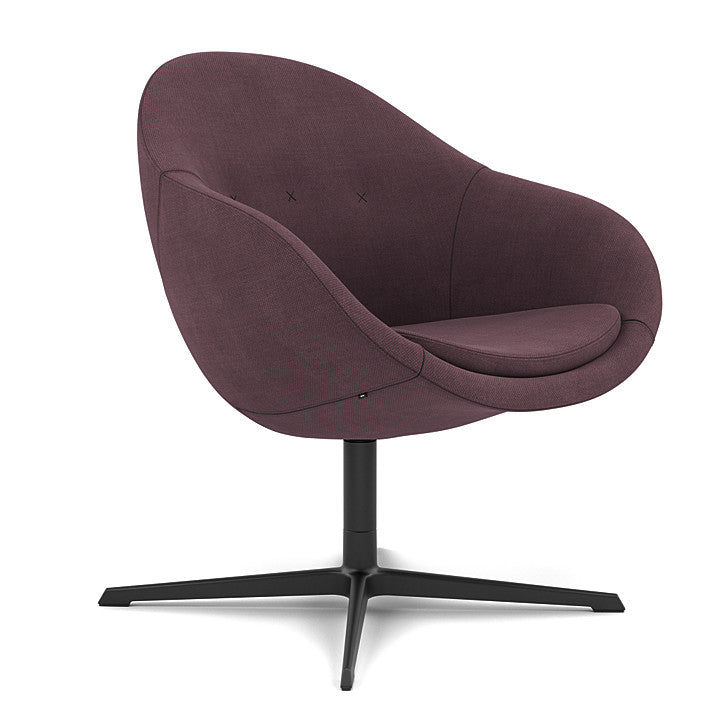 Kokon™ Club - Swivel easy chair with 4-spoke base (Base - Matte Black / Upholstery Material - Fiord 2)