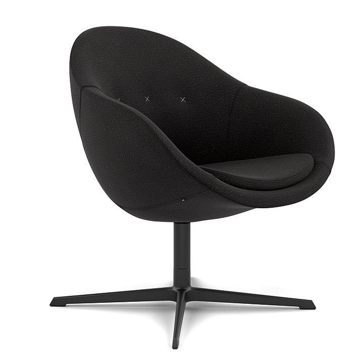 Kokon™ Club - Swivel easy chair with 4-spoke base (Base - Matte Black / Upholstery Material - Re-Wool)