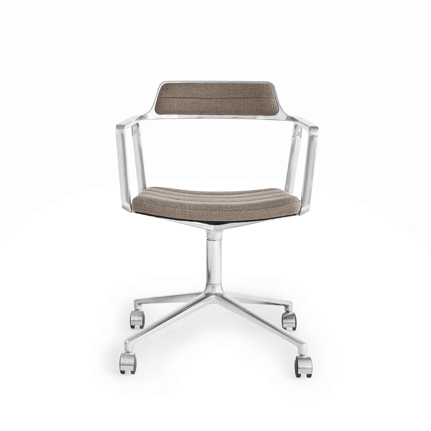 452 Swivel Chair by VIPP #Silver / Dark Sand / With wheels