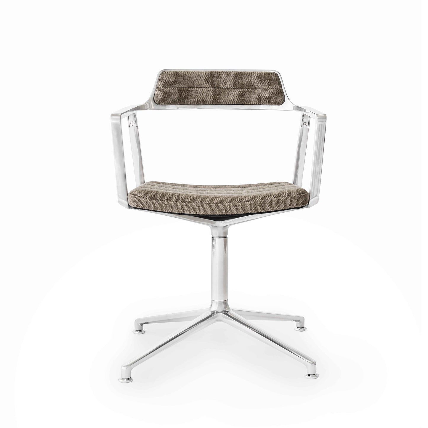 452 Swivel Chair by VIPP #Silver / Dark Sand / With floor sliders