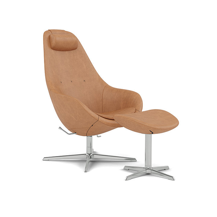 Kokon™ - Swivel armchair with 4-spoke base with armrests (Base - Chrome / Upholstery Material - DUNES)