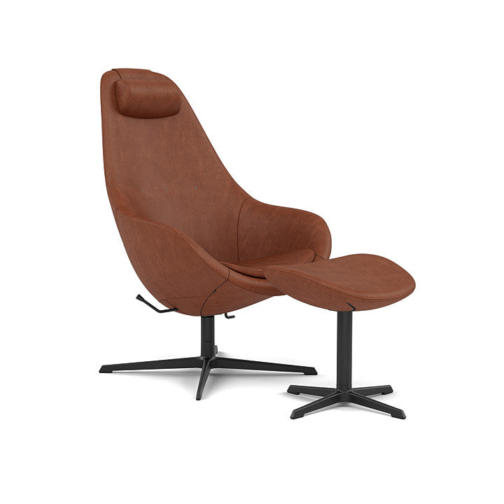 Kokon™ - Swivel armchair with 4-spoke base with armrests (Base - Matte Black / Upholstery Material - DUNES)