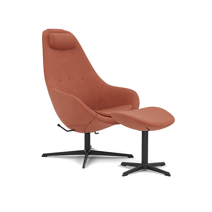 Kokon™ - Swivel armchair with 4-spoke base with armrests (Base - Matte Black / Upholstery Material - Reflect)