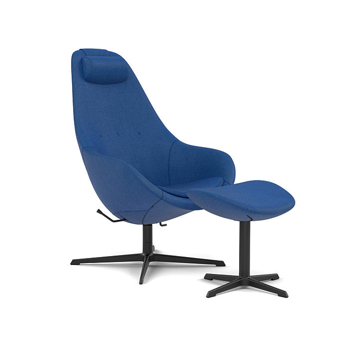 Kokon™ - Swivel armchair with 4-spoke base with armrests (Base - Matte Black / Upholstery Material - Reflect)