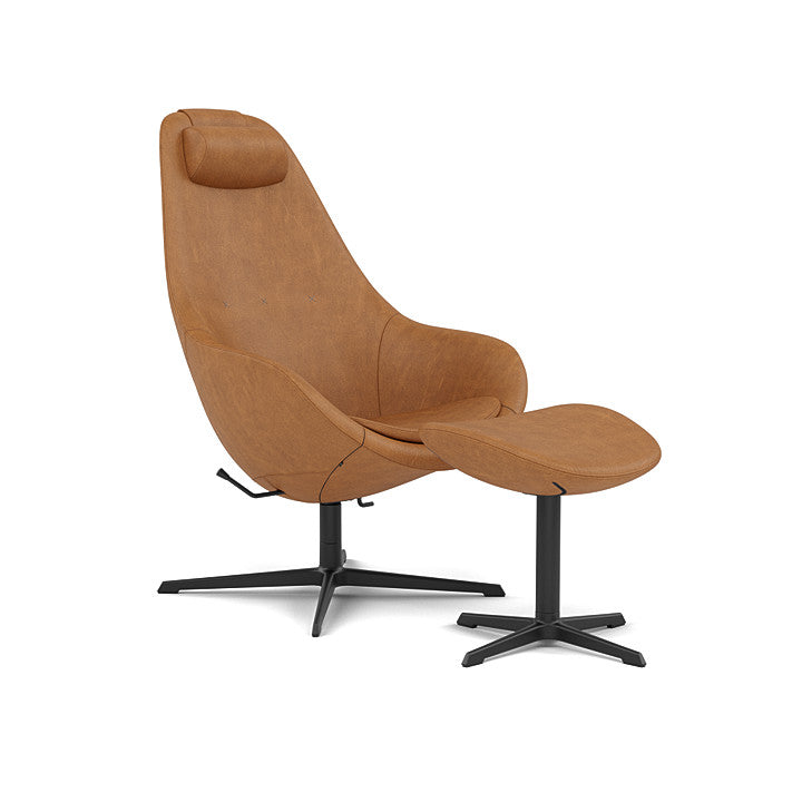 Kokon™ - Swivel armchair with 4-spoke base with armrests (Base - Matte Black / Upholstery Material - DUNES)