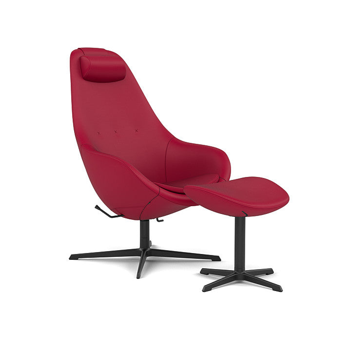 Kokon™ - Swivel armchair with 4-spoke base with armrests (Base - Matte Black / Upholstery Material - NOIR)