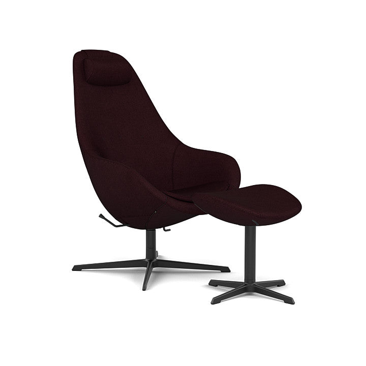 Kokon™ - Swivel armchair with 4-spoke base with armrests (Base - Matte Black / Upholstery Material - Reflect)