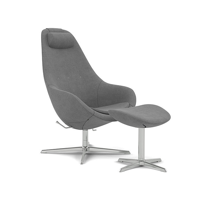 Kokon™ - Swivel armchair with 4-spoke base with armrests (Base - Chrome / Upholstery Material - Fiord 2)