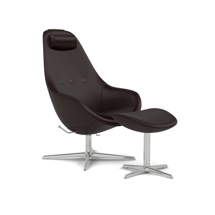 Kokon™ - Swivel armchair with 4-spoke base with armrests (Base - Chrome / Upholstery Material - NOIR)