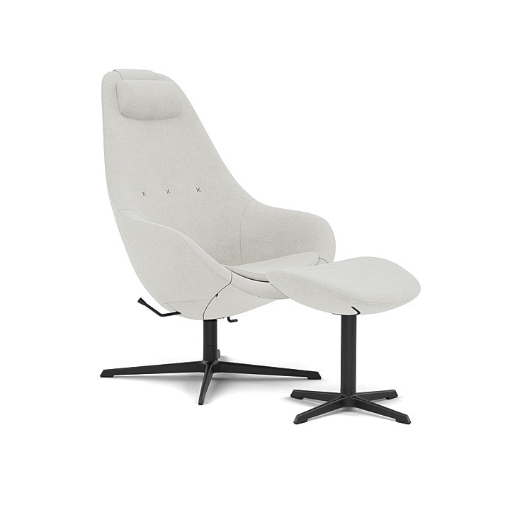 Kokon™ - Swivel armchair with 4-spoke base with armrests (Base - Matte Black / Upholstery Material - Fiord 2)